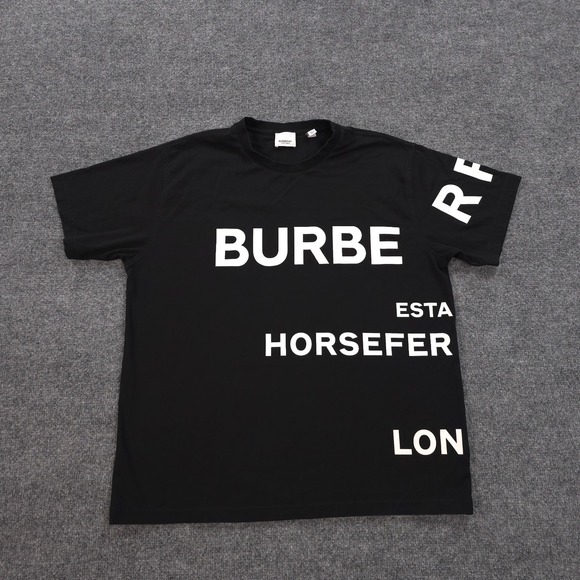 Burberry Shirt Mens Small Black Horseferry Road Monogram Graphic Designer Prep - Picture 1 of 12